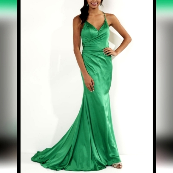 NWT Studio 17 Emerald Green Formal Prom Gown Maxi Dress 12749 - Picture 1 of 10